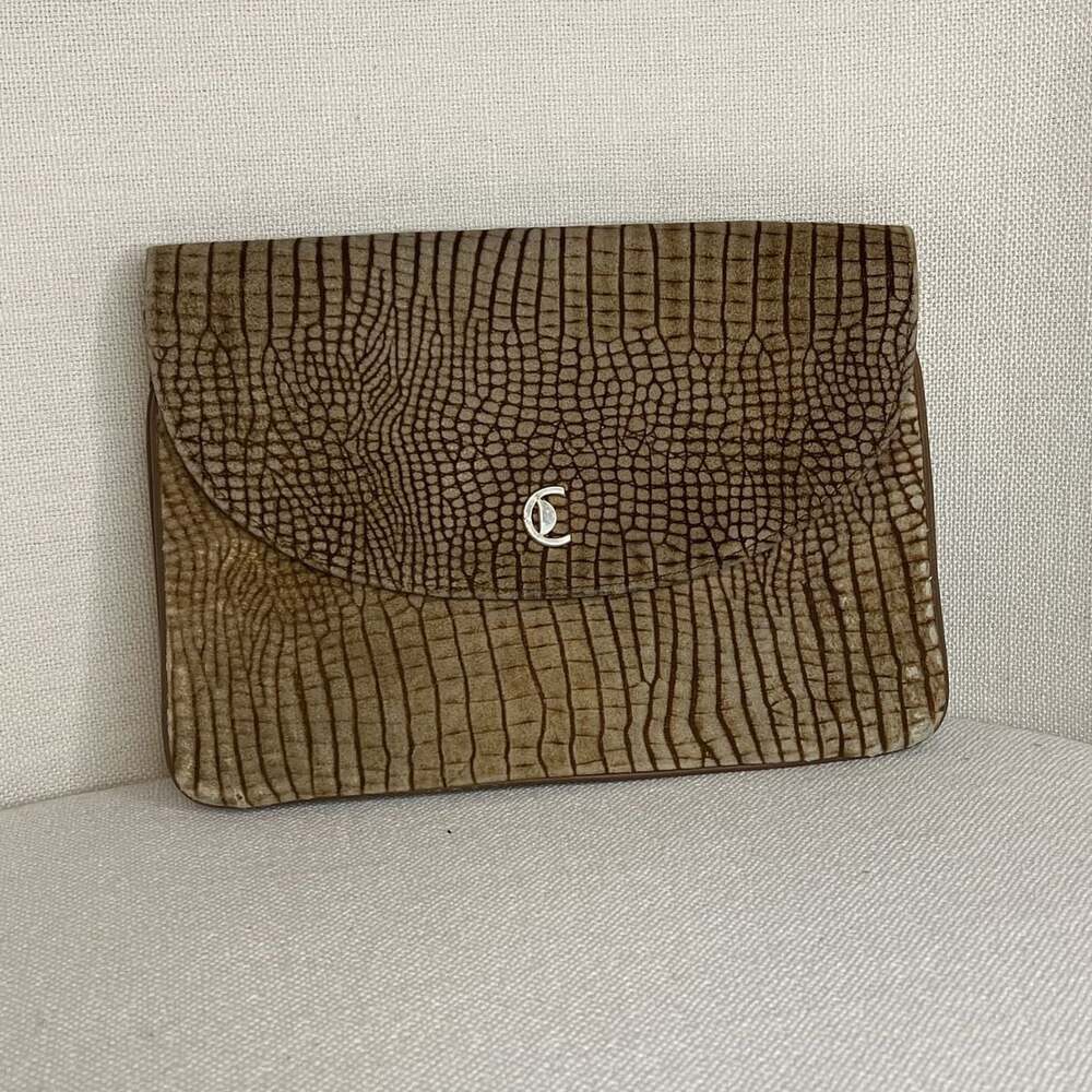Vintage Castioni Lizard Suede Crossbody 1970 1980 British Tan